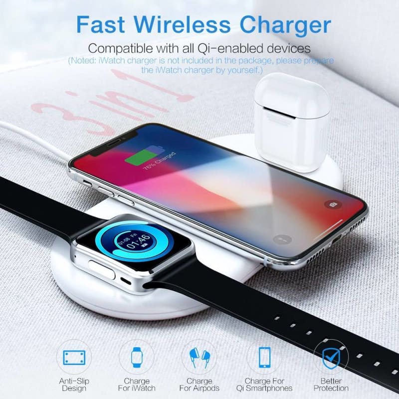 3 in 1 Wireless Charger Station - White