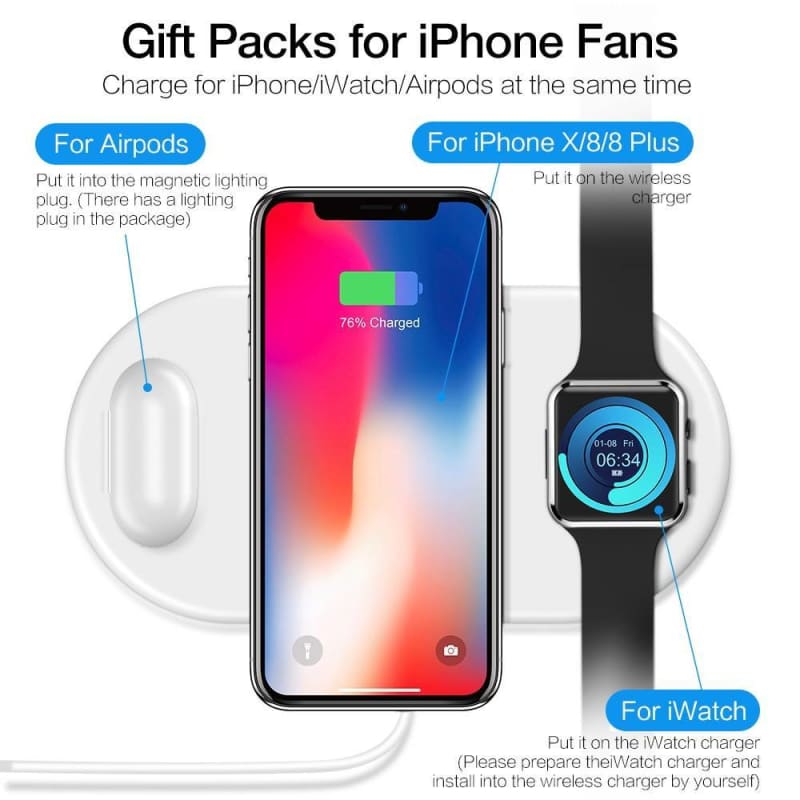 3 in 1 Wireless Charger Station - White