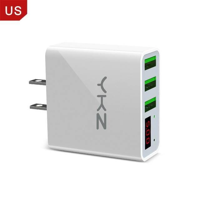 3 USB Ports Charger with Display - Snow