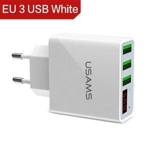 3 USB Ports Charger with Display - White