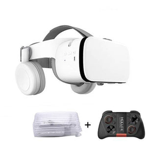 3D Virtual Reality Glasses with Bluetooth Headset - White / 
