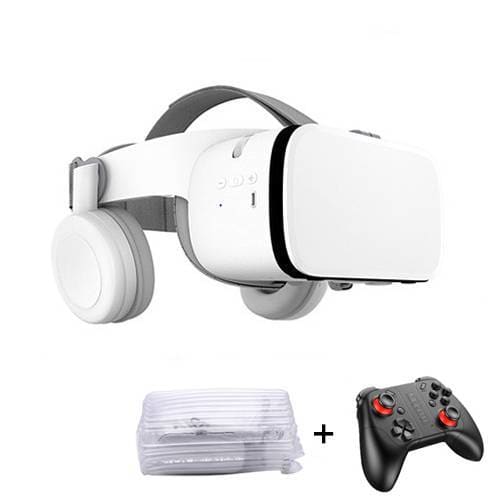 3D Virtual Reality Glasses with Bluetooth Headset - White / 