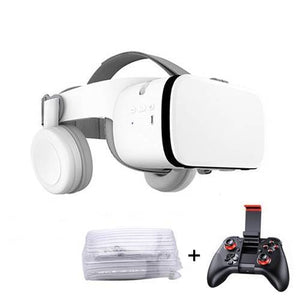 3D Virtual Reality Glasses with Bluetooth Headset - White / 