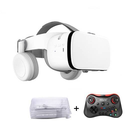 3D Virtual Reality Glasses with Bluetooth Headset - White / 
