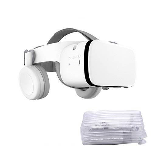 3D Virtual Reality Glasses with Bluetooth Headset - White / 