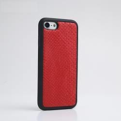 Black Python Leather iPhone Case - Red Middle Pattern / for 