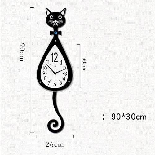 Cat Wooden Wall Clock - Big (90X30CM)