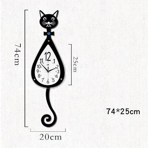Cat Wooden Wall Clock - small (74X25CM)