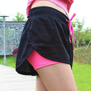 Colorful Women’s Polyester Running Shorts - Watermelon Red /