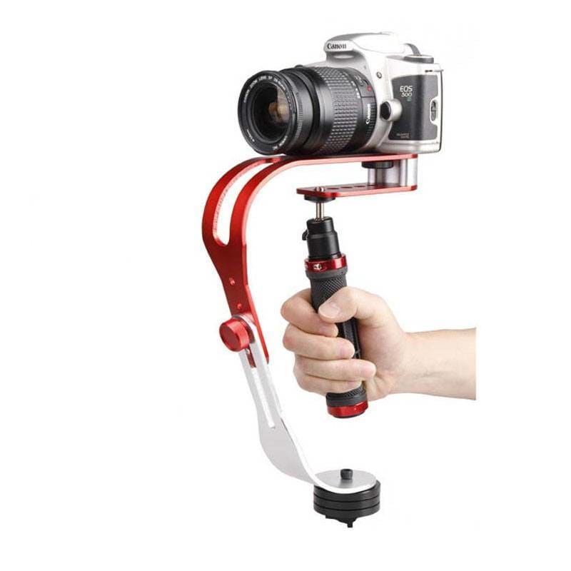 Compact Aluminum Camera Stabilizer with Phone Holder - Red