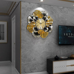 Creative ginkgo leaf wall luxury clock