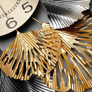 Creative ginkgo leaf wall luxury clock