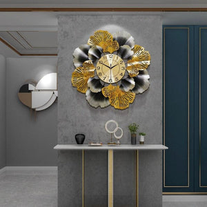 Creative ginkgo leaf wall luxury clock