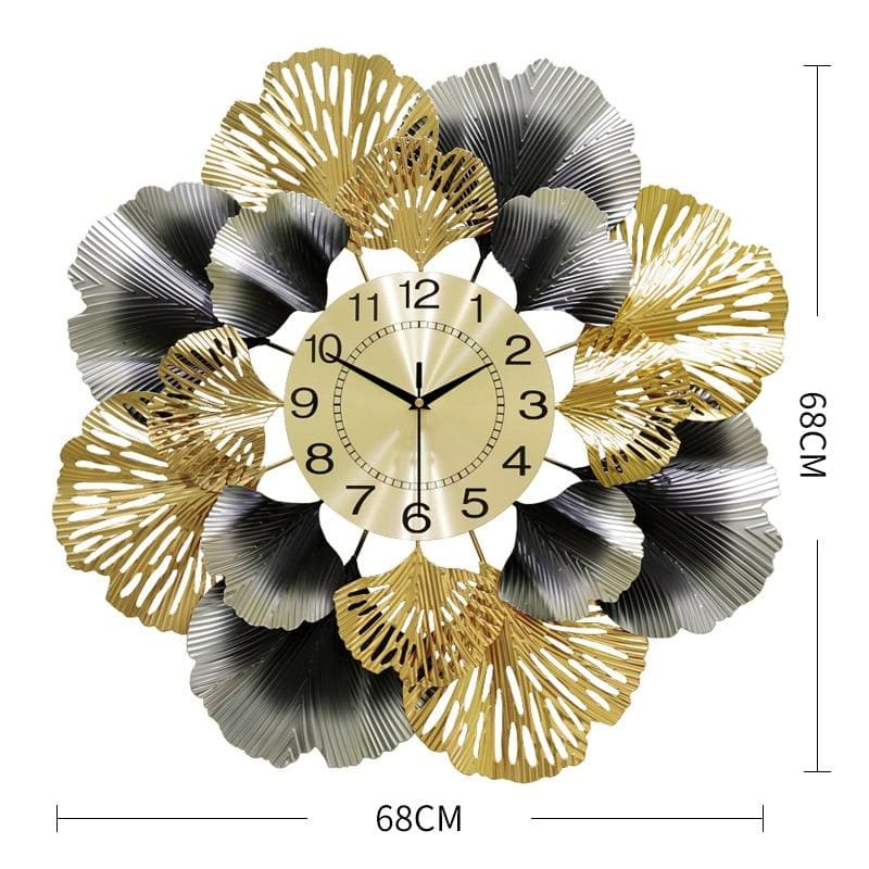 Creative ginkgo leaf wall luxury clock - A (68 X 68CM)