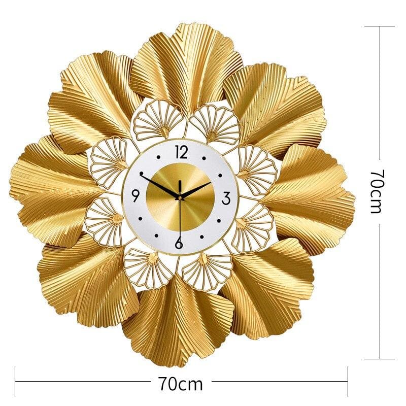 Creative ginkgo leaf wall luxury clock - D (70X70CM)