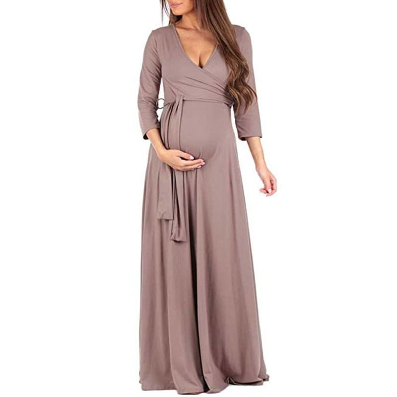 Deep V-Neck Dresses for Pregnant Women - Black/Floral / XL