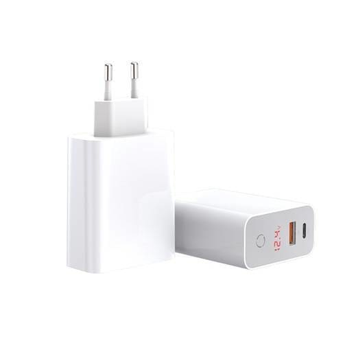 EU Plug with USB and Type C Ports - White