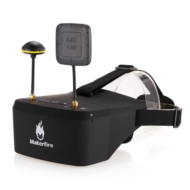 FPV Goggles with Dual Recivers for RC Drones - Black