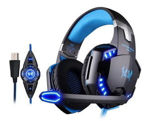 Futuristic Design Vibrating LED Gaming Headset - Blue