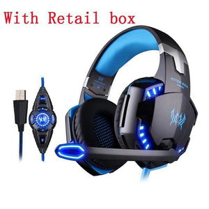 Futuristic Design Vibrating LED Gaming Headset - Blue with 