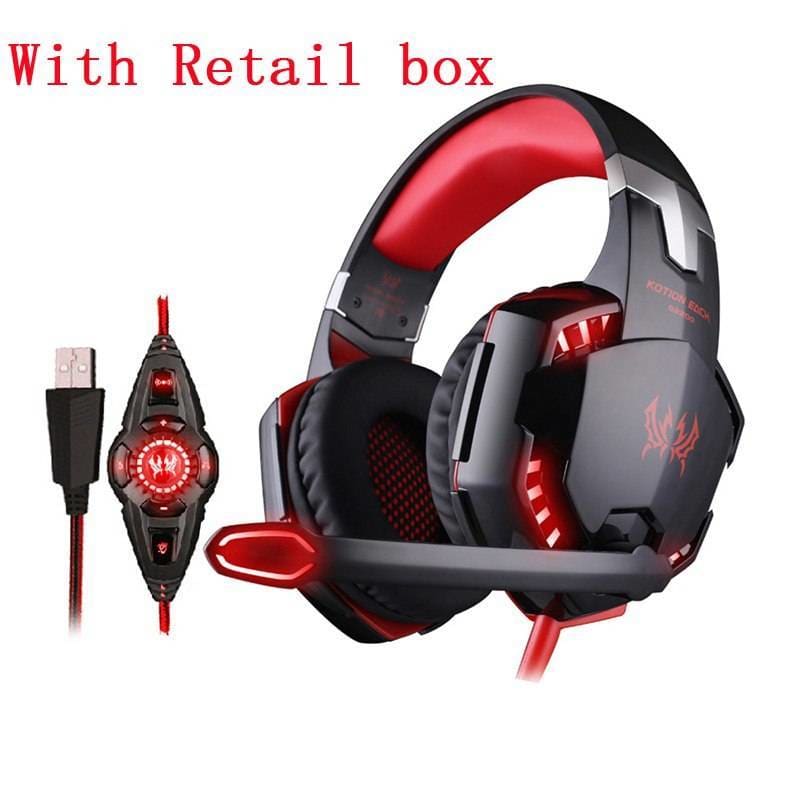 Futuristic Design Vibrating LED Gaming Headset - Red with 
