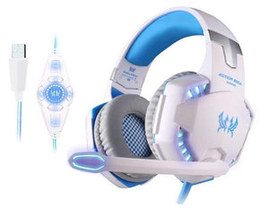 Futuristic Design Vibrating LED Gaming Headset - White