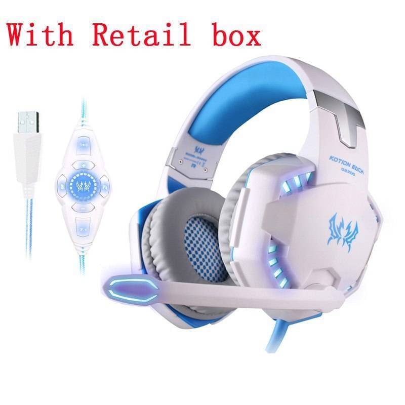Futuristic Design Vibrating LED Gaming Headset - White in 