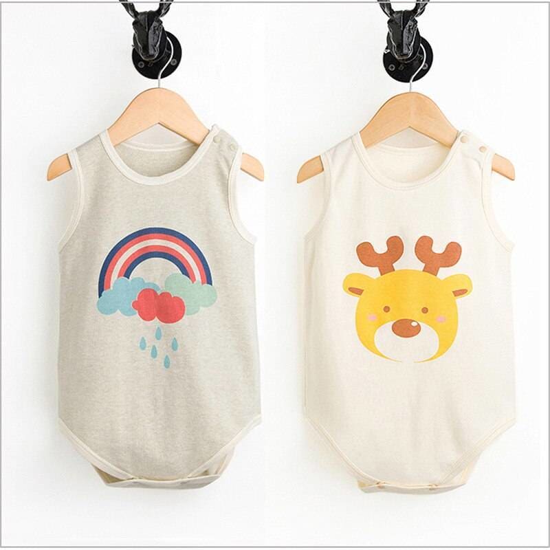 Giraffe and Rainbow Printed Romper 2 pcs Set - 24M