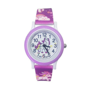 Girl’s Cute Unicorn Printed Dial Quartz Watch - Purple