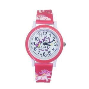 Girl’s Cute Unicorn Printed Dial Quartz Watch - Red