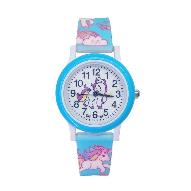 Girl’s Cute Unicorn Printed Dial Quartz Watch - Sky Blue