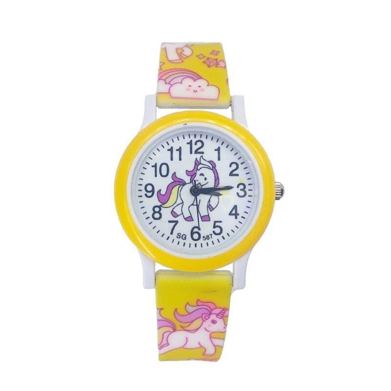 Girl’s Cute Unicorn Printed Dial Quartz Watch - Yellow