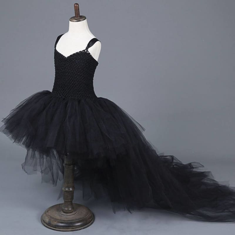 Girl’s Elegant Black V-Neck Dress