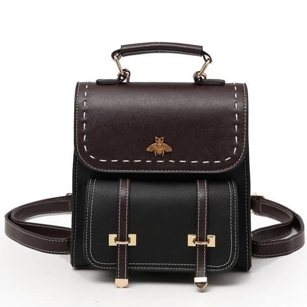 Leather Women Backpack - Black