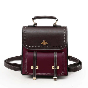 Leather Women Backpack - Burgundy