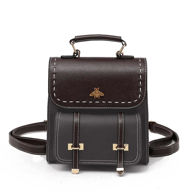 Leather Women Backpack - Dark Grey