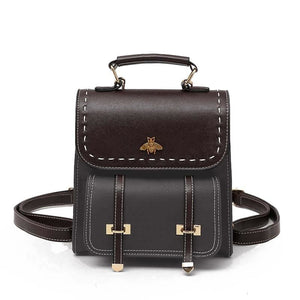 Leather Women Backpack - Dark Grey