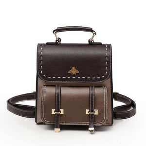 Leather Women Backpack - Khaki