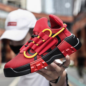 New Men Lace-Up Breather Mesh Casual Shoes - Red / 40