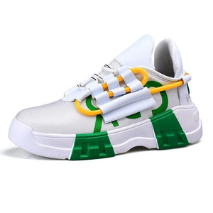 New Men Lace-Up Breather Mesh Casual Shoes - White Black / 