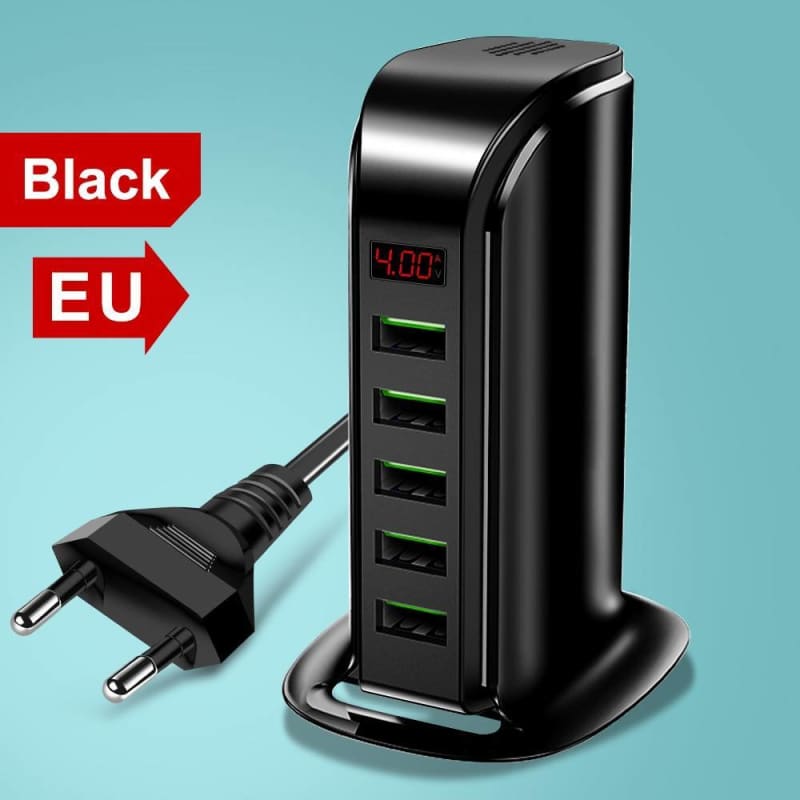 Multi Port USB Charger - EU Black