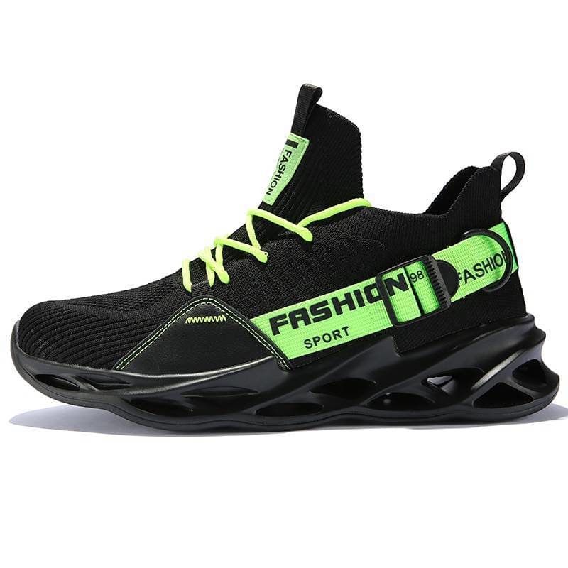 Unisex Lightweight Breathable Sport Shoes - Black Green / 11