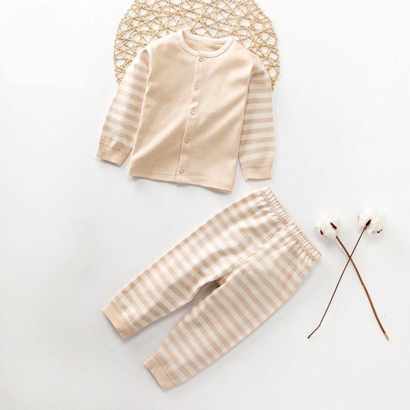 Unisex Striped Organic Cotton Long Sleeve Shirt and Pants 