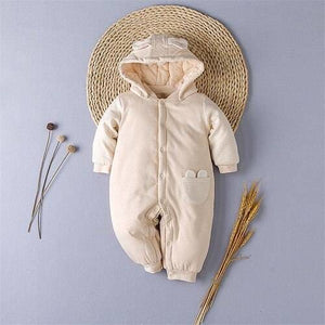 Unisex Strpied Hooded Soft Warm Sleeping Jumpsuit - 2 / 6M