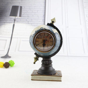 Vintage Style Globe Shaped Alarm Clock - Blue