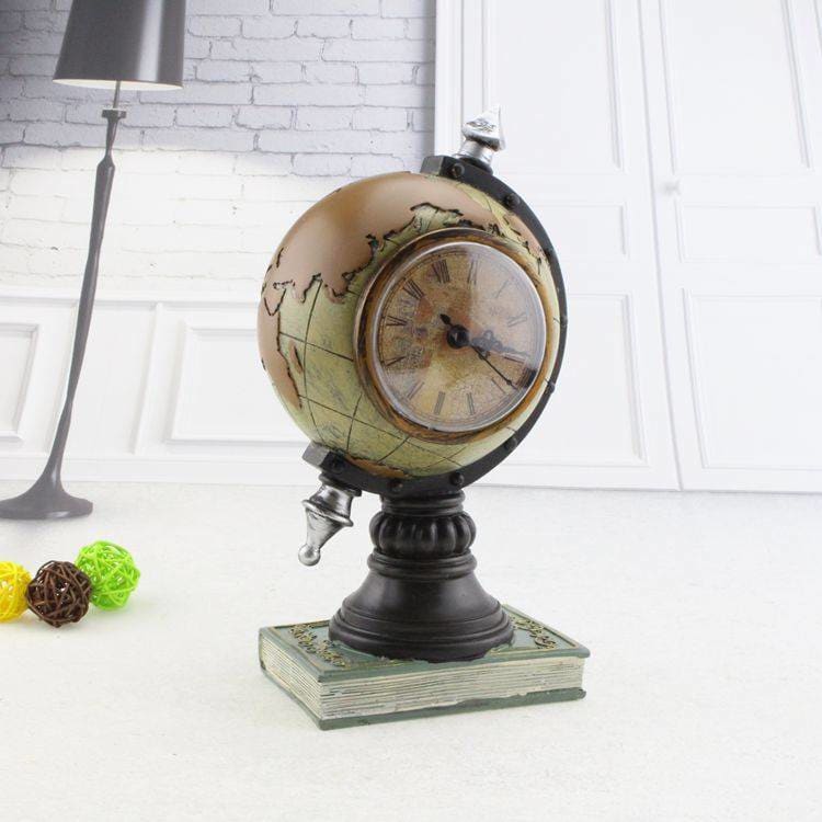 Vintage Style Globe Shaped Alarm Clock - Yellow
