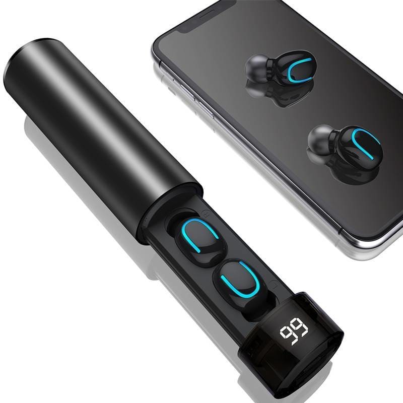 Waterproof Wireless Earphones With Double Mic - Black / 