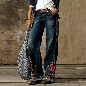 Wide Leg Pants Jeans For Women 2020 - 03 Floral Print / XXXL