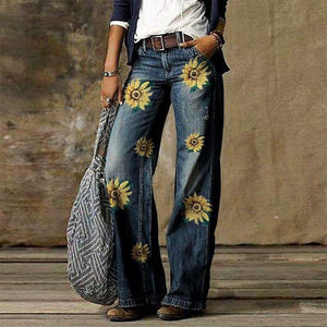 Wide Leg Pants Jeans For Women 2020 - 06 Floral Print / XL