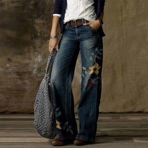 Wide Leg Pants Jeans For Women 2020 - 10 Floral Print / 5XL